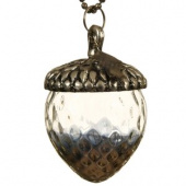 Стеклянная елочная игрушка Decoris "Желудь Анри" 11 см, винтажный, серебряный, подвеска